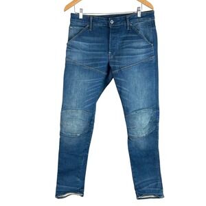 G-Star Raw‎ 5620 3D Slim Jeans Mens 32x34 Blue Stretch Double Knee Button Fly
